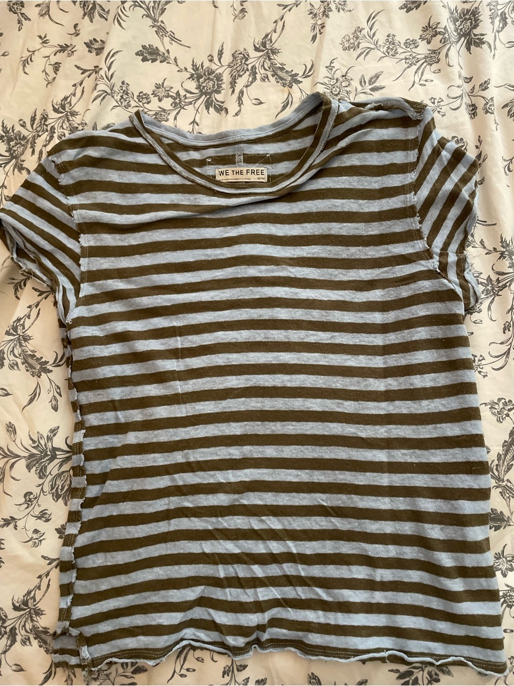 We The Free Blue & green Striped Short Sleeve Tee